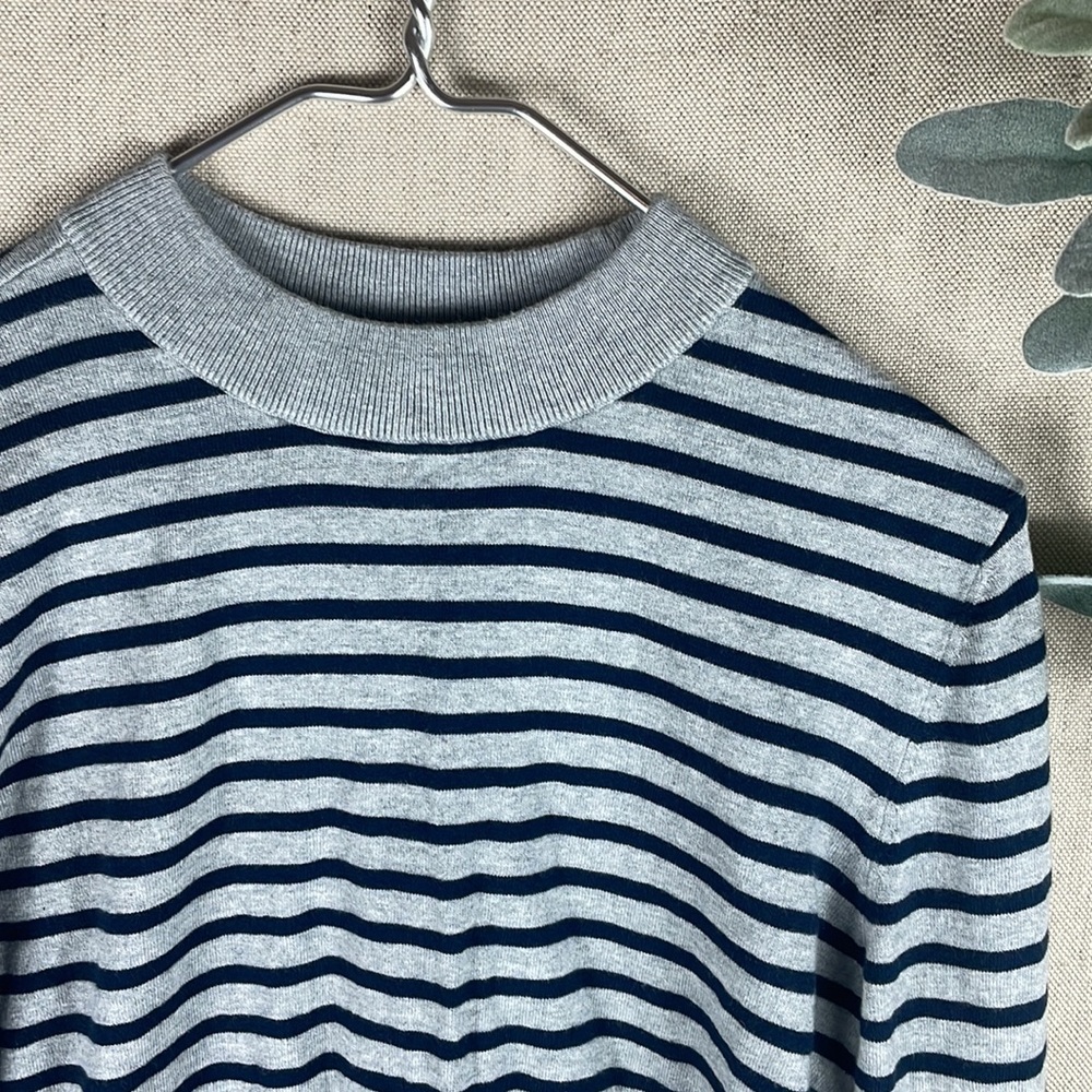 Treasure and Bond > Gray Striped Crew Neck Cotton Sweater - Picture 2 of 7